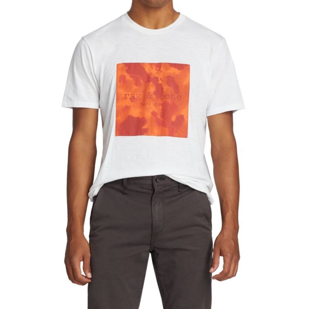 RAG & BONE Men's Camo Box Logo T-Shirt Size XXL In White
